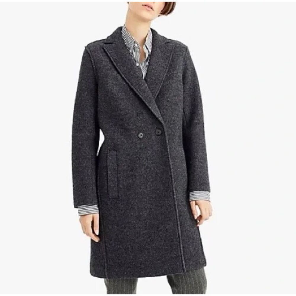 J Crew Coat Topcoat Daphne Italian Boiled Wool Gray size 10